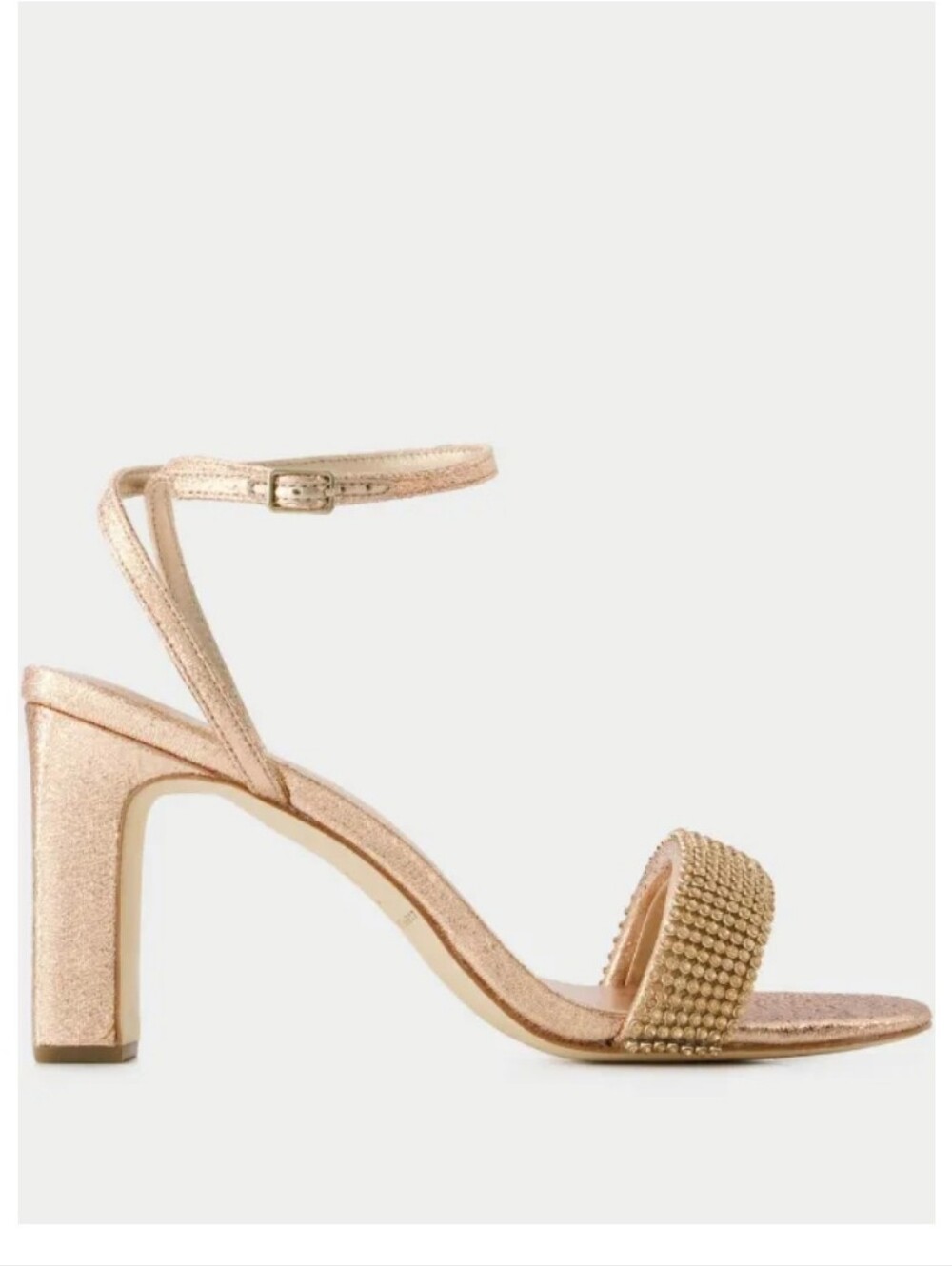 Women's Rose Gold Ankle Strap Heeled Sandals Size 9.5